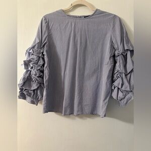 Who What Wear Ruffled Sleeve Blouse - Blue